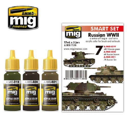 Ammo Mig A.MIG7136 WWII Russian Colours Acrylic Paint Set